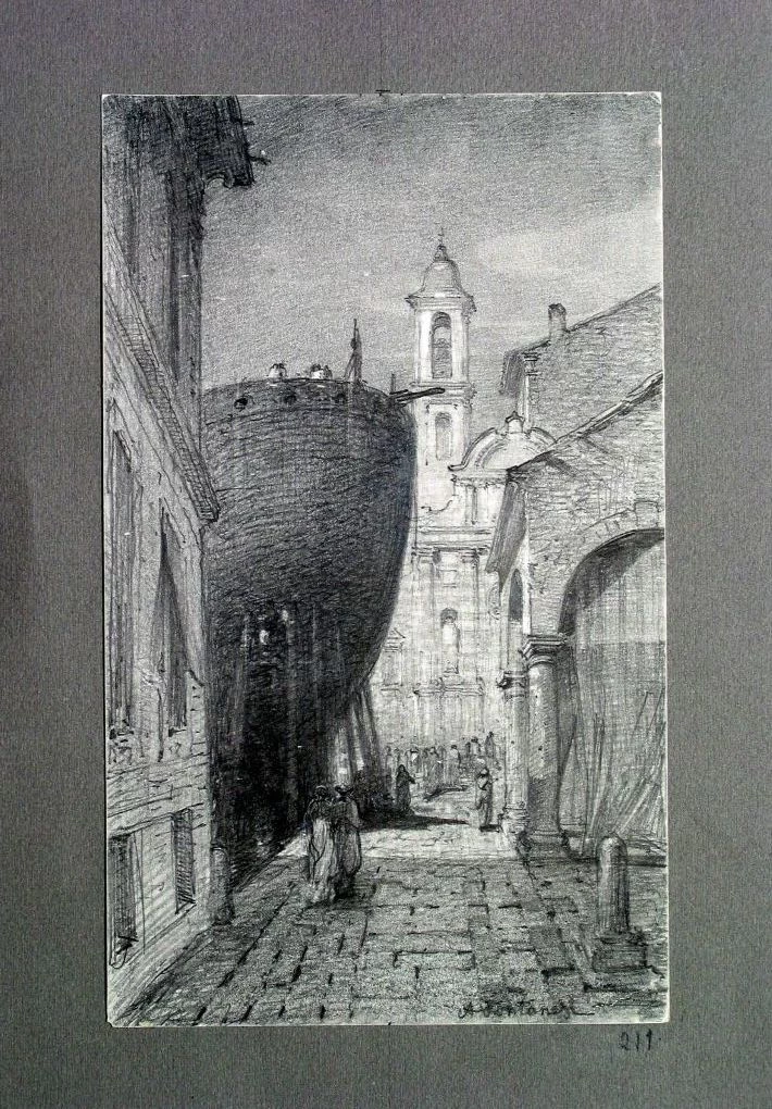 Cantiere navale presso una chiesa (Chiavari ) - Galleria Civica d’Arte Moderna e Contemporanea, Torino